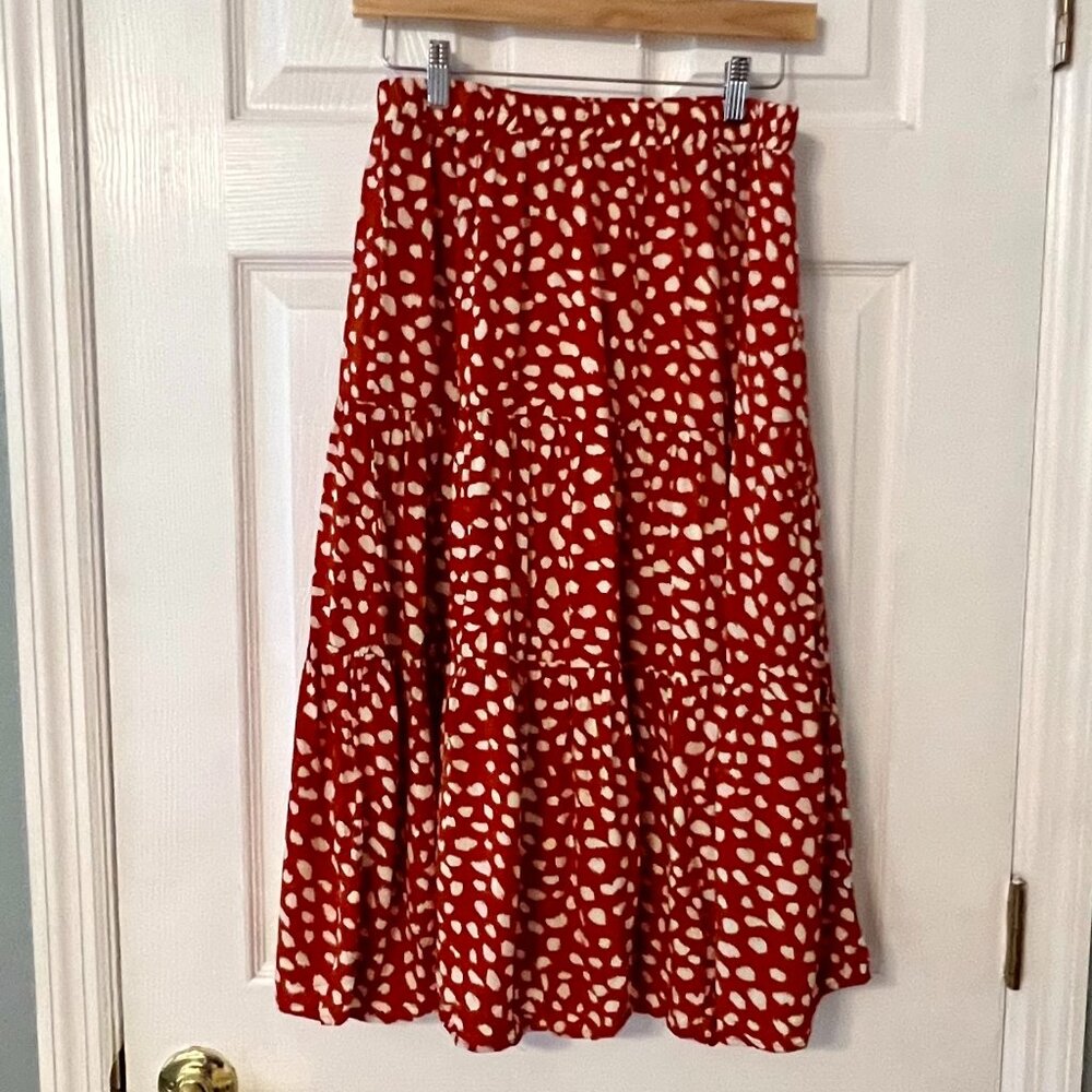 MEROKEETY Women's Boho Leopard Print Skirt Pleated A-Line Swing Midi Skirt